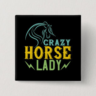 Badge Carré 5 Cm Cheval - Dame Crazy Horse