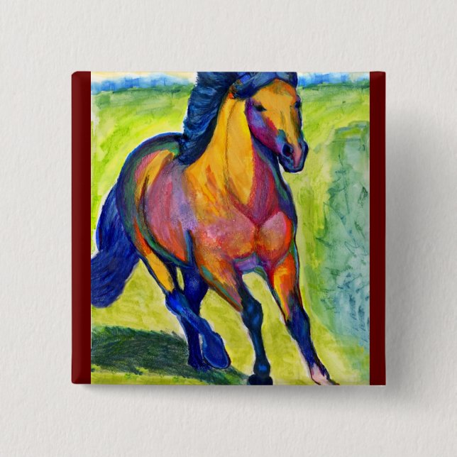 Badge Carré 5 Cm Cheval d'art (Devant)