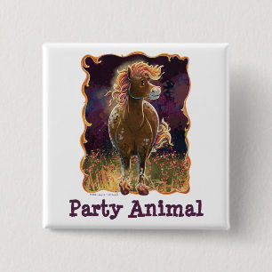 Badge Carré 5 Cm Cheval de feu temps de fête