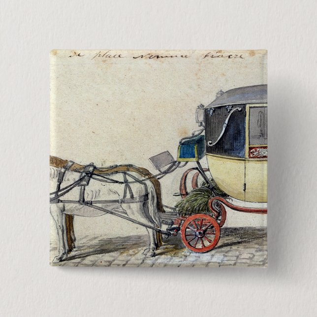 Badge Carré 5 Cm Cheval et chariot, 1825 (Devant)