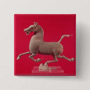 Badge Carré 5 Cm Cheval galopant avec un sabot se reposant sur a