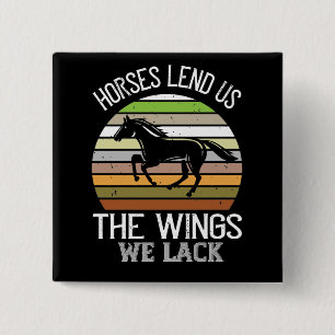 Badge Carré 5 Cm Cheval - Les Chevaux Nous Prêtent Les Ailes Qui N