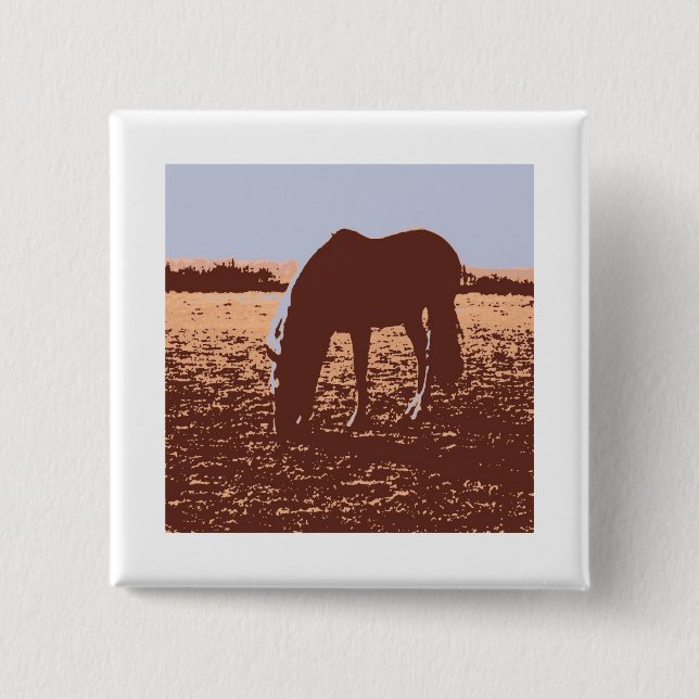 Badge Carré 5 Cm Cheval Pop Art (Devant)