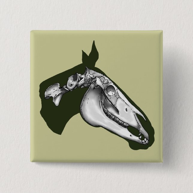 Badge Carré 5 Cm Cheval Squelette (Devant)