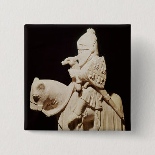 Badge Carré 5 Cm Chevalier dans l'armure sur son cheval