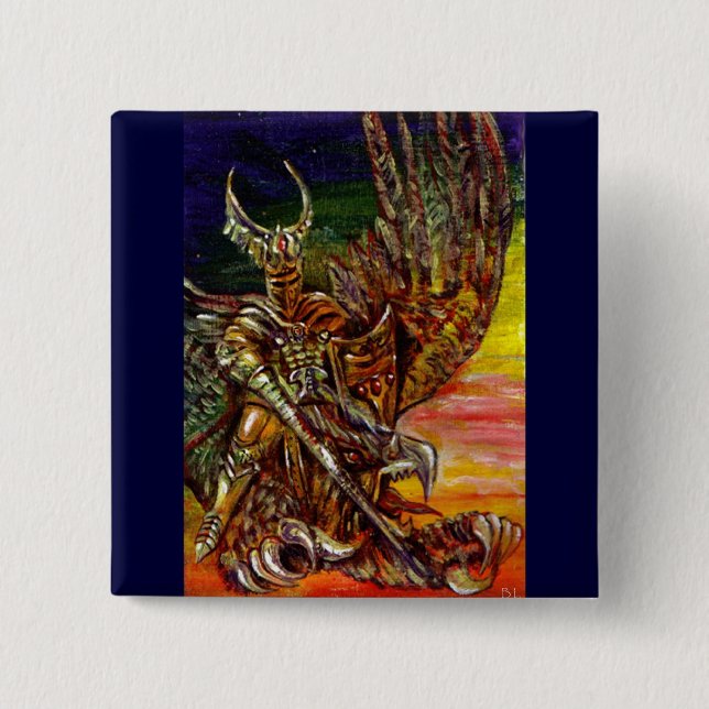 BADGE CARRÉ 5 CM CHEVALIER SOMBRE (Devant)