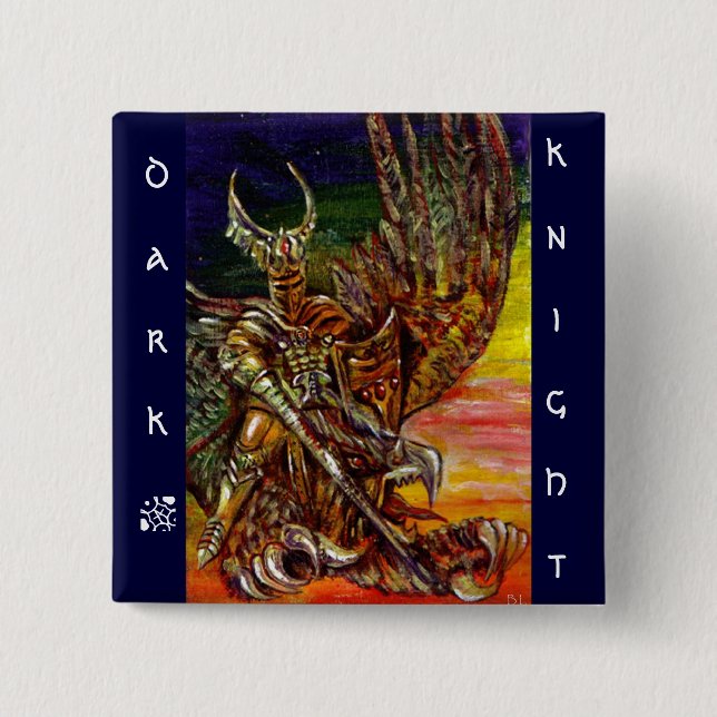 BADGE CARRÉ 5 CM CHEVALIER SOMBRE 2 (Devant)