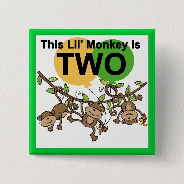 Badge Carré 5 Cm Chevaliers et Dons de 2e anniversaire Swing Monkey (Devant)
