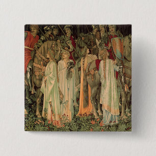 Badge Carré 5 Cm Chevaliers médiévaux de la Table Ronde