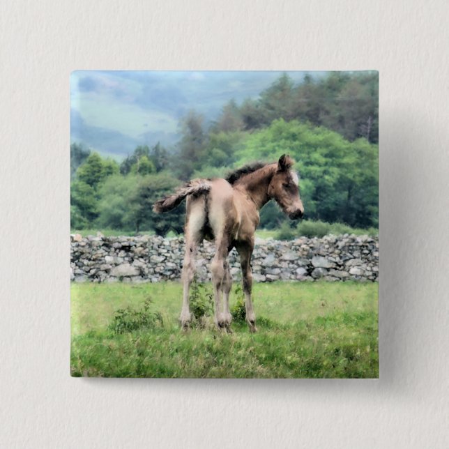 BADGE CARRÉ 5 CM CHEVAUX (Devant)