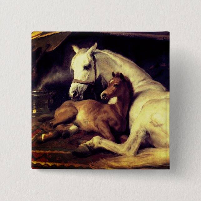 Badge Carré 5 Cm Chevaux d'atterrisseur (Devant)