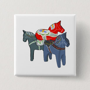 Badge Carré 5 Cm Chevaux de Dala