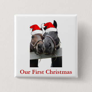 Badge Carré 5 Cm Chevaux de Noël