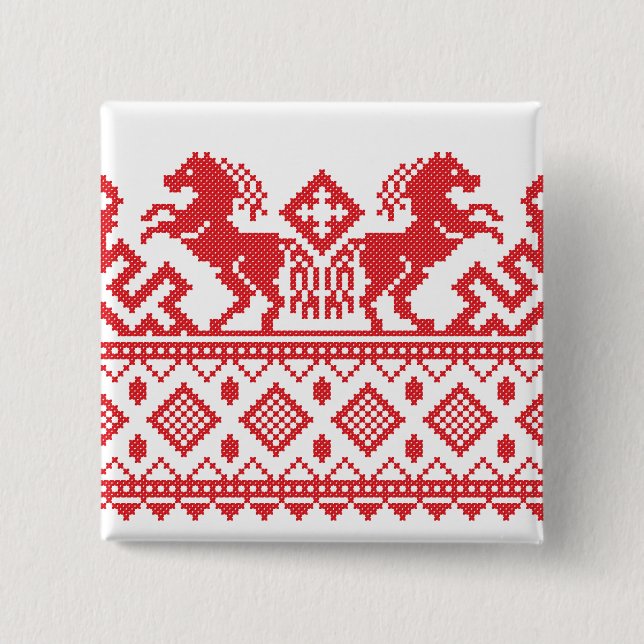 Badge Carré 5 Cm Chevaux d'élevage (Devant)