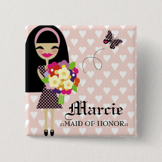 Badge Carré 5 Cm CHEVEUX INTERCHANGEABLES de PIN de la PARTIE