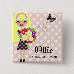 Badge Carré 5 Cm CHEVEUX INTERCHANGEABLES de PIN de la PARTIE