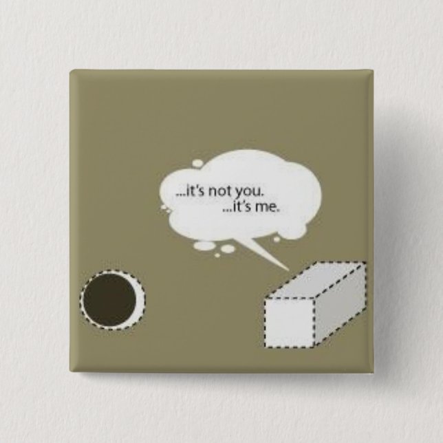 Badge Carré 5 Cm cheville carrée ; trou rond (Devant)