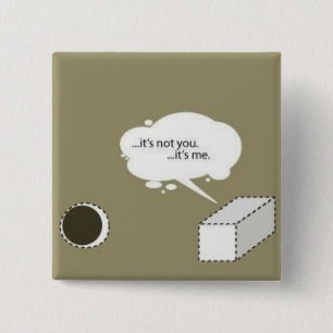 Badge Carré 5 Cm cheville carrée ; trou rond