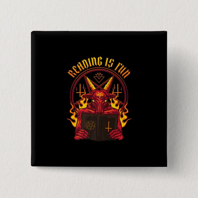 Badge Carré 5 Cm Chèvre Satanic Pagan Premium (Devant)