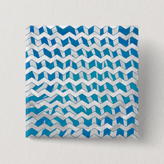 Badge Carré 5 Cm Chevron bleu et blanc Zebra (Devant)