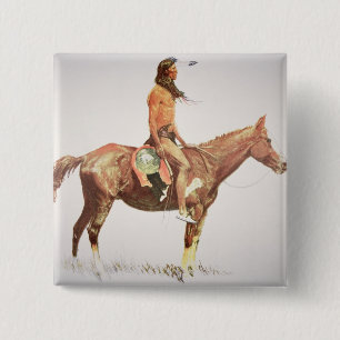 Badge Carré 5 Cm Cheyenne courageux, 1901 (litho de couleur)