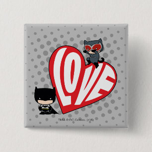 Badge Carré 5 Cm Chibi Catwoman bondit sur Batman