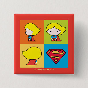 Badge Carré 5 Cm Chibi Supergirl Turnaround