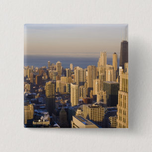Badge Carré 5 Cm Chicago, Illinois, vue panoramique depuis la Sears