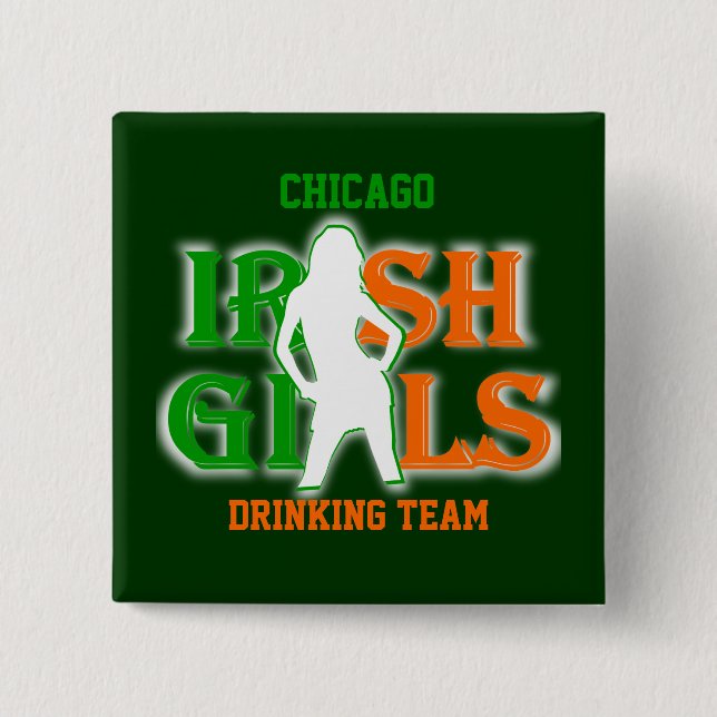 Badge Carré 5 Cm Chicago Irish girls drinking team (Devant)