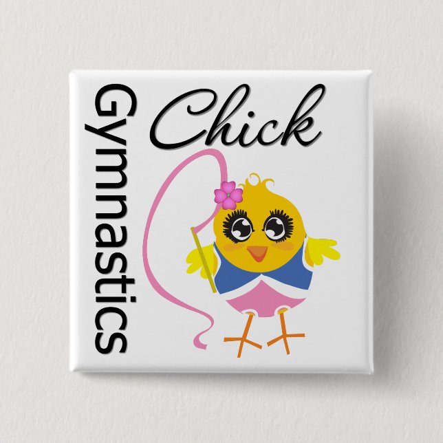 Badge Carré 5 Cm Chick de gymnastique (Devant)