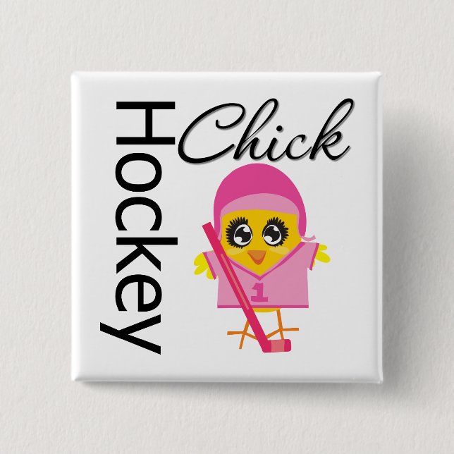Badge Carré 5 Cm Chick de hockey (Devant)