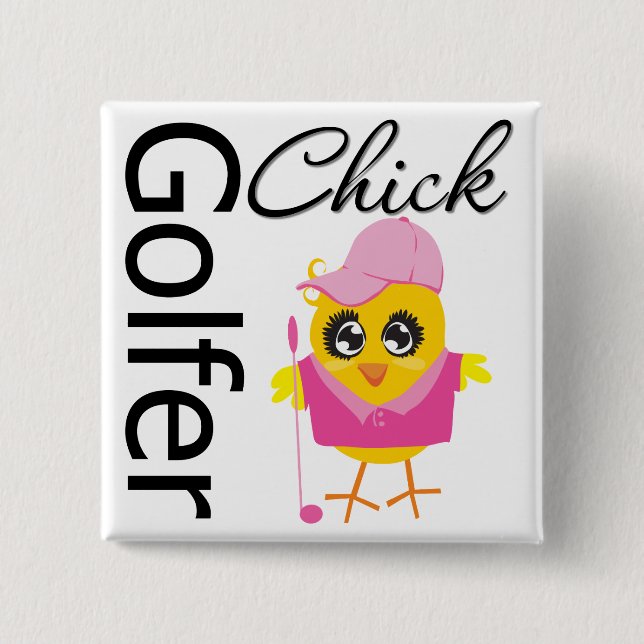 Badge Carré 5 Cm Chick Golfeur (Devant)