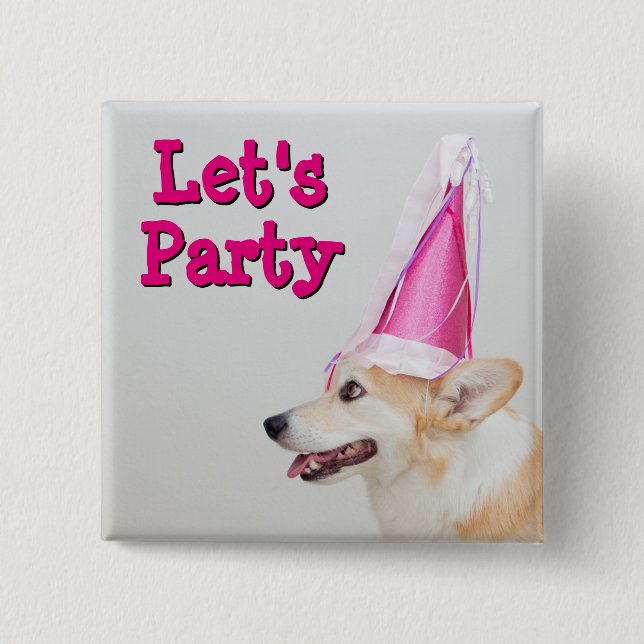 Badge Carré 5 Cm Chien de corgi de Gallois de Pembroke (Devant)