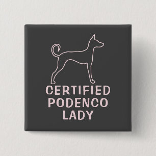 Badge Carré 5 Cm Chien podenco rose personnalisé