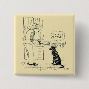 Badge Carré 5 Cm Chien vieillissant