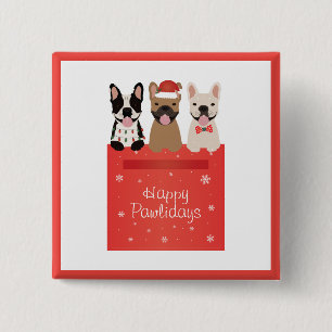 Badge Carré 5 Cm Chiens de taureau français de Happy Pawlidays