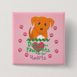 Badge Carré 5 Cm Chiens laissant des empreintes digitales