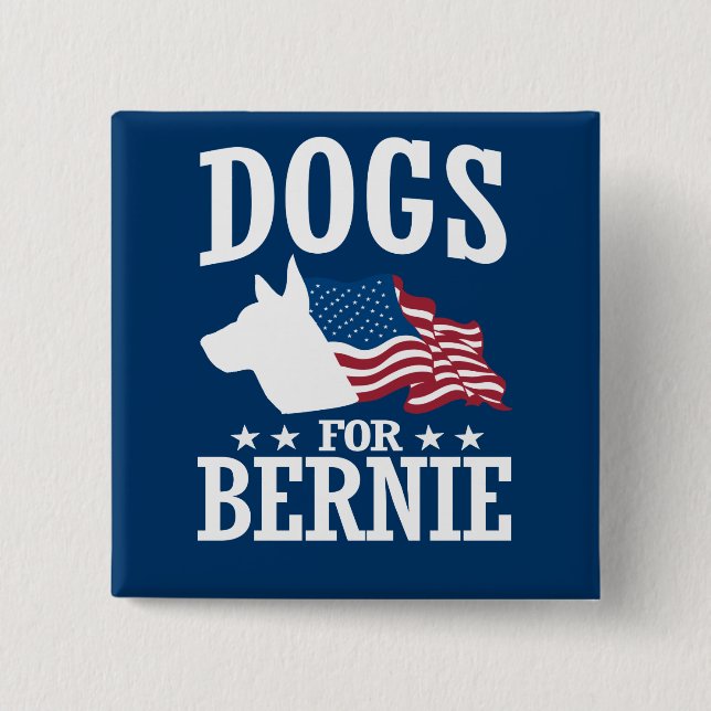 BADGE CARRÉ 5 CM CHIENS POUR BERNIE SANDERS (Devant)