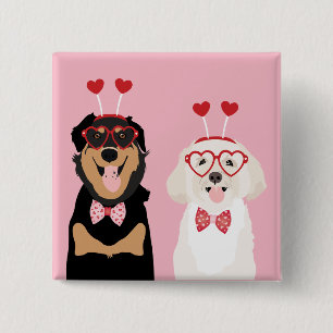 Badge Carré 5 Cm Chiens Valentine Rottweiler Maltipoo Chiot