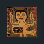 Badge Carré 5 Cm Chiffre de laine d'un jaguar, culture de Paracas<br><div class="desc">Le chiffre de laine de l'école péruvienne d'un jaguar,  culture de Paracas,  c.1500 AVANT JÉSUS CHRIST situé à une collection privée.</div>