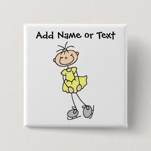 Badge Carré 5 Cm Chiffre jaune bouton de bâton de patineur de glac