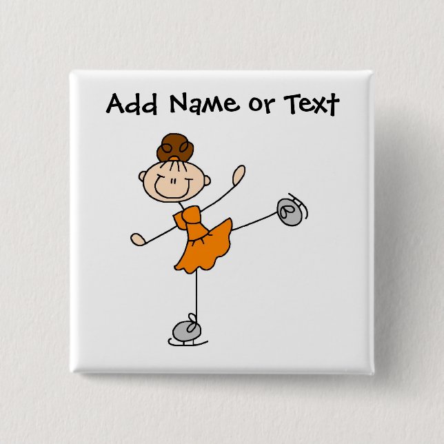 Badge Carré 5 Cm Chiffre orange bouton de bâton de patineur de (Devant)