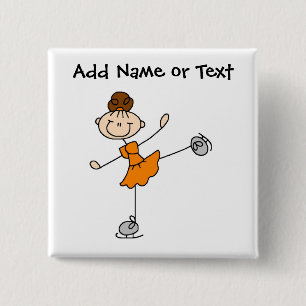 Badge Carré 5 Cm Chiffre orange bouton de bâton de patineur de