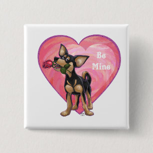 Badge Carré 5 Cm Chihuahua Saint-Valentin