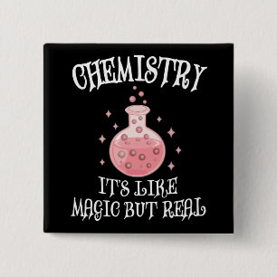 Badge Carré 5 Cm Chimie - C'est comme la magie mais la vraie scienc