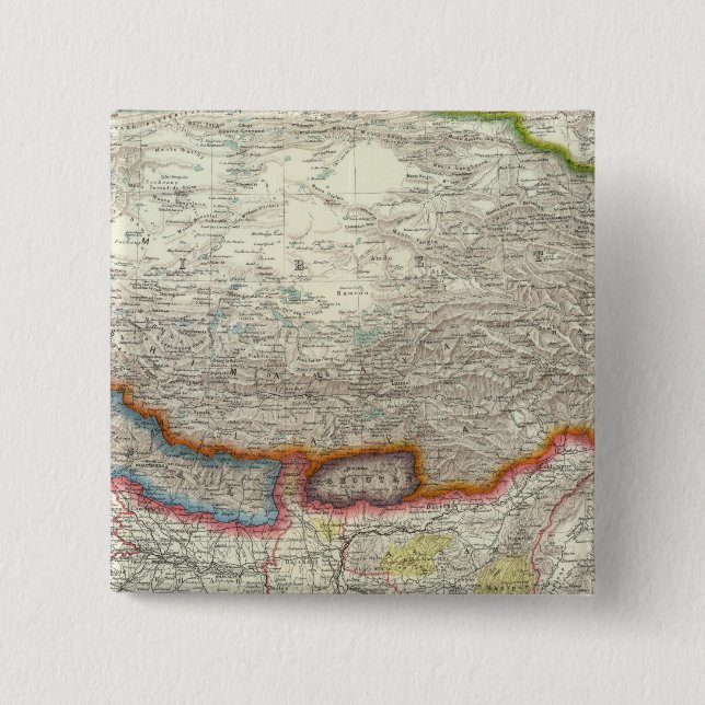Badge Carré 5 Cm Chine et Tibet (Devant)