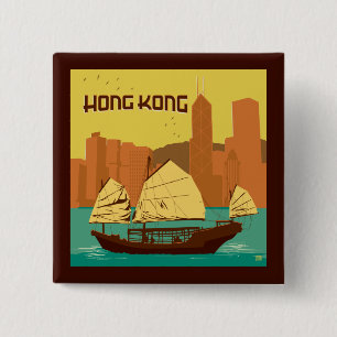 Badge Carré 5 Cm Chine   Hong Kong