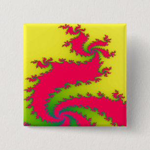 Badge Carré 5 Cm Chinese New Year Dragon Fractal Button