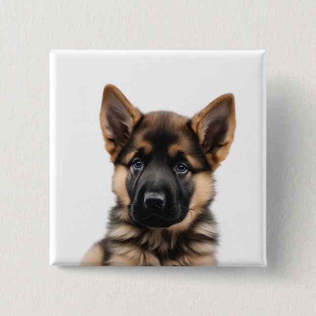 Badge Carré 5 Cm Chiot berger allemand (Devant)