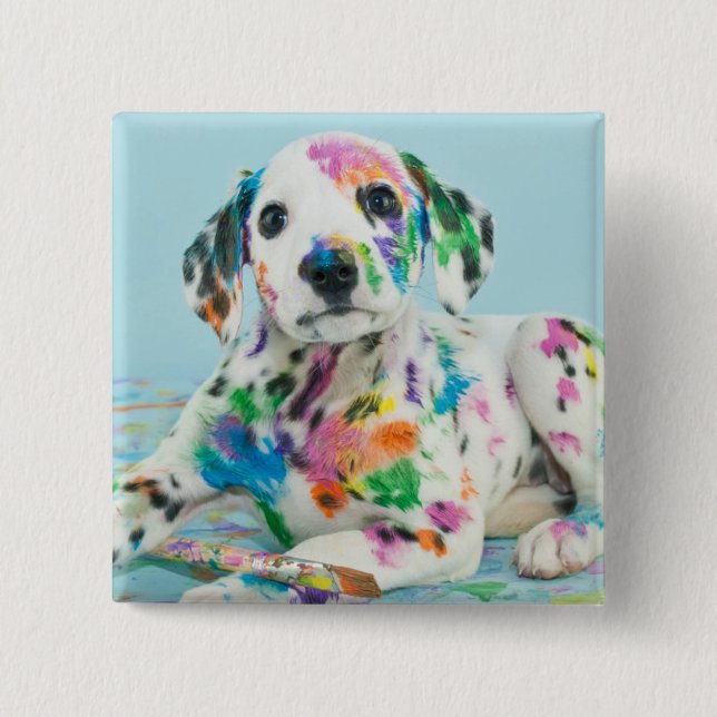 Badge Carré 5 Cm Chiot dalmatien (Devant)